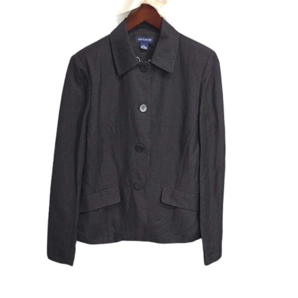 Ann Tylor Linen Black Blazer Size 6‎
